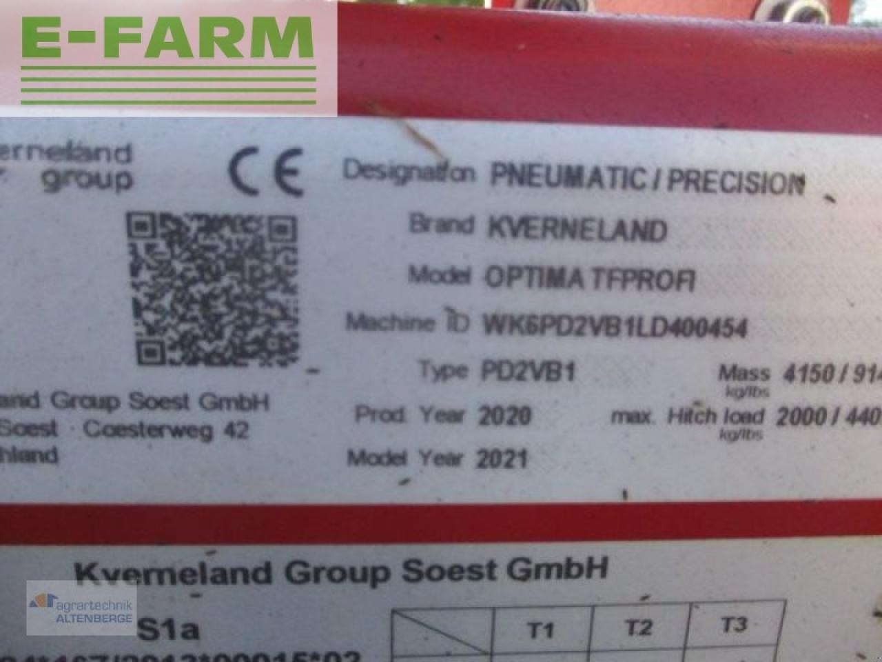 Precision sowing machine Kverneland optima tf profi sx selection control: picture 23