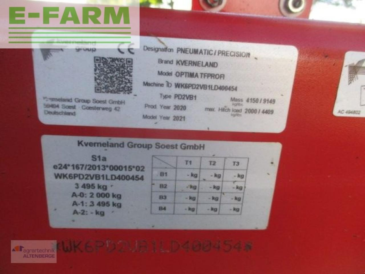 Precision sowing machine Kverneland optima tf profi sx selection control: picture 22