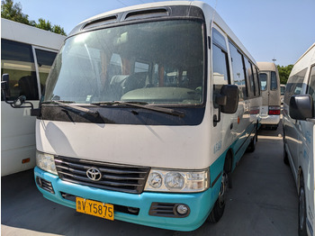 Minibus, People carrier TOYOTA Coaster passenger bus white and blue petrol engine minivan: picture 3