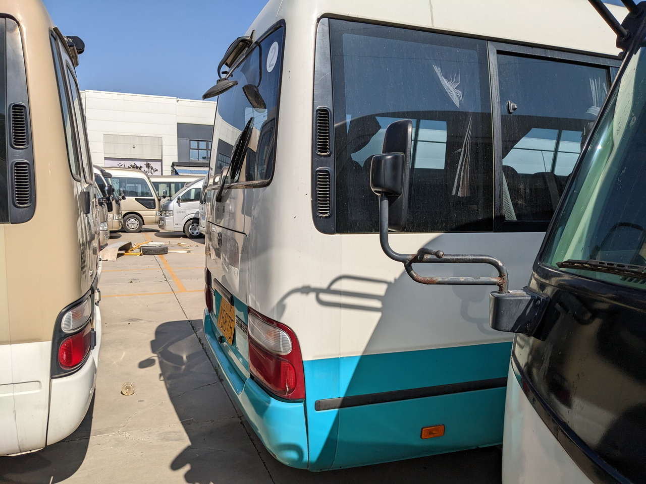 Minibus, People carrier TOYOTA Coaster passenger bus white and blue petrol engine minivan: picture 5