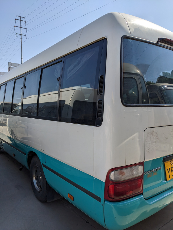 Minibus, People carrier TOYOTA Coaster passenger bus white and blue petrol engine minivan: picture 4