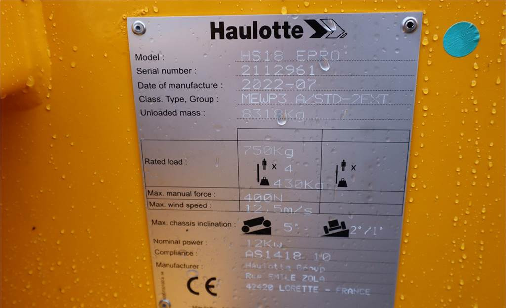 Scissor lift Haulotte HS18EPRO Valid Inspection, *Guarantee! Full Electr: picture 11