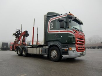 Forestry trailer, Truck for transportation of timber Scania R580 V8 6x4 Heckkran Penz 9200 SHL: picture 1