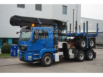 Timber transport MAN TGS 26.480 6x4 BB Lang- u. Kurzholz Huttner 250L