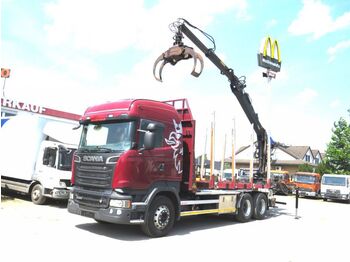 Timber transport Scania R 560 6x4 Holztransporter Kurzholz Greifer+Säge