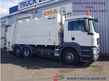 Refuse truck for transportation of garbage MAN TGS 26.320 Zöller Medium XL22 lückenl. Scheckhe.: picture 1