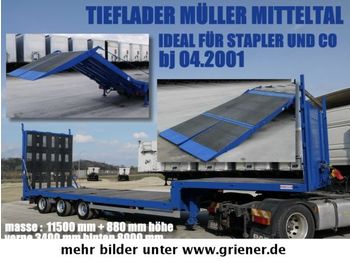 Müller-Mitteltal TS 3 / TIEFLADER HYDRAULISCHE RAMPE STAPLER / !!  - Dropside/ Flatbed semi-trailer