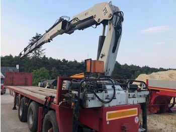 Flatbed semi-trailer NOOTEBOOM Kennis + PM Kraan 32 ton