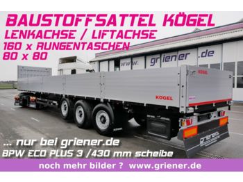 New Dropside/ Flatbed semi-trailer Kögel SN24 /BAUSTOFFSATTEL 800 BW /RUNGEN  LENKACHSE: picture 1
