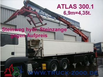 Dropside/ Flatbed semi-trailer LANGENDORF Stein/Baustoff+Heck Kran ATLAS 300.1 Bj.1999: picture 1