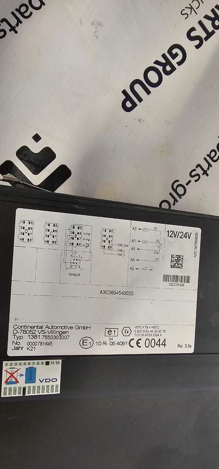 Spare parts for Truck MAN MAN TGX, TGX EURO6 emission tachograph, typ SE5000, by STONERIDGE electronics, road control system 12V/24V, 1381.7550303007,  A3C0604540020, A2C16768800, 0000785068, 900208R7, 81271016595, 81258177131: picture 4