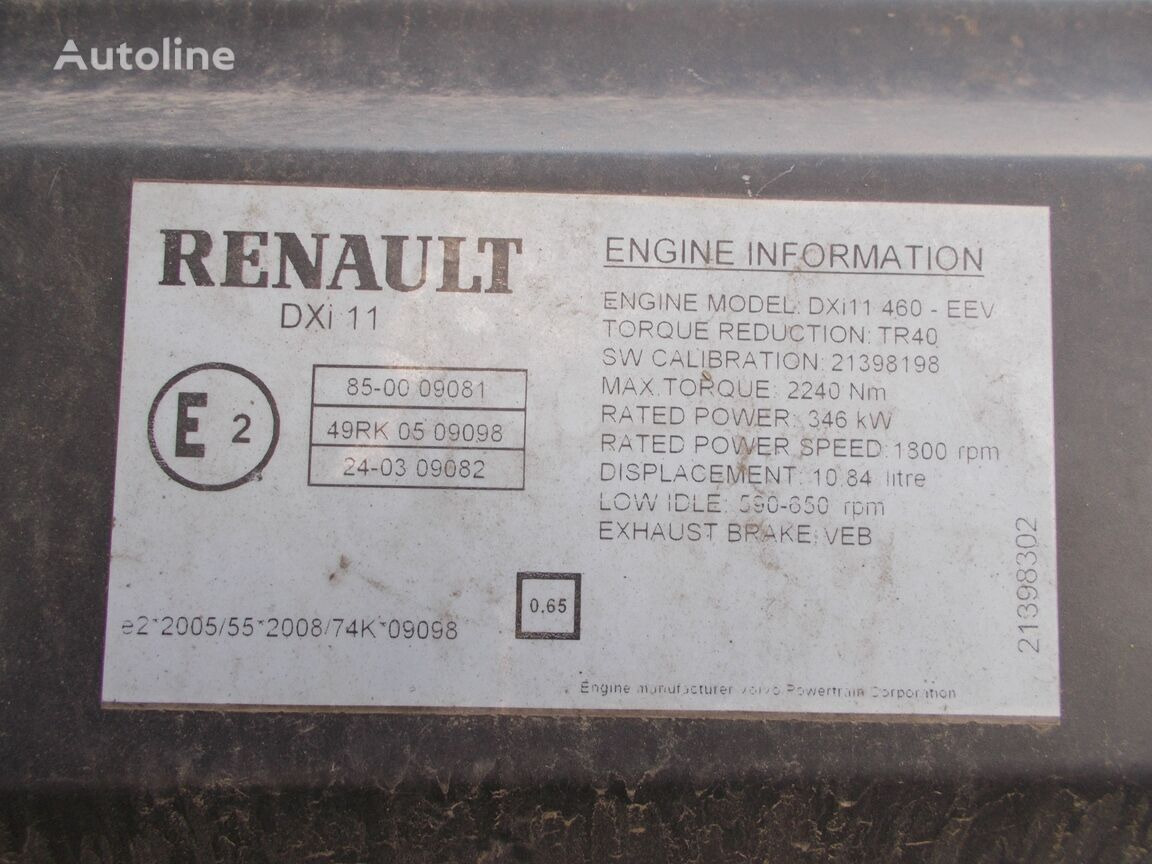 Engine for Truck Renault DXI 11 460 LIFTING COMPLETE , EURO 5   Renault PREMIUM: picture 3