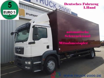 Box truck MAN TGM 18.250 el.Schwenkwand Mitnahmestapler 1.Hand