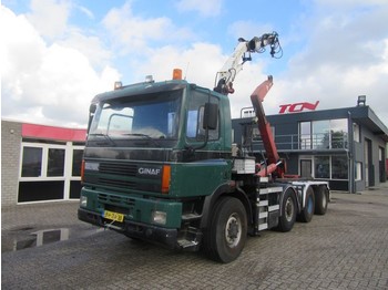 Container transporter/ swap body truck Ginaf M 4345-TS 8X6 HOOKLIFT + CRANE