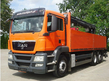 Dropside/ flatbed truck MAN TGS 26.400 6x2 Pritsche Kran HIAB 166K PRO
