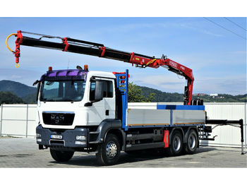 Dropside/ flatbed truck MAN TGS 33.440 Pritsche 6,30 m+Kran*6x4!
