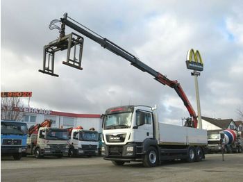 Dropside/ flatbed truck MAN TG-S 26.480 6x2 Pritsche Heckkran
