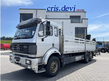 Dropside/ flatbed truck Mercedes-Benz 2534 L 6x2 Hiab 102-2 | Liftachse