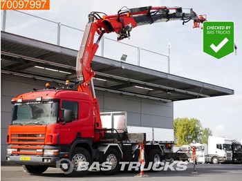 Dropside truck Scania P124G 400 8X4 Fassi F600.24 Fly-jib Manual Retarder