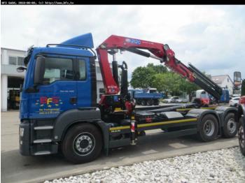 Hook lift truck MAN TGS 26.480 6x2-2 BL Meiller RK 20.65 + Kran HMF