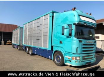 Livestock truck Scania R 470 Topline Finkl 4 Stock Lift Waage Hubdach