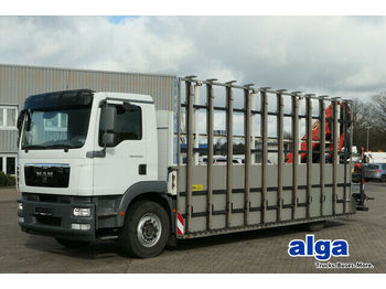 Dropside/ Flatbed truck MAN 18.250 TGM BL, Glastransporter,Palfinger PK12000: picture 1