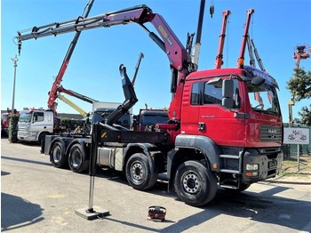 Hook lift truck, Crane truck MAN TGA 35.440 - 8x4 - HAAKSYSTEEM + KRAAN PALFINGER 23500 (4x) - RADIO - 5e + 6e functie - MANUEEL ZF - 20T PALLIFT HAAK - BE TRUCK: picture 1