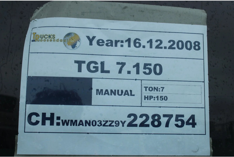 Box truck MAN TGL 7.150 + MANUAL + LIFT: picture 20