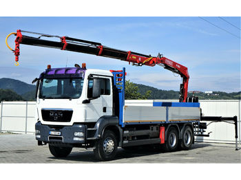 Dropside/ Flatbed truck, Crane truck MAN TGS 33.440 Pritsche 6,30 m+Kran*6x4!: picture 1