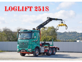 Timber truck, Crane truck Mercedes-Benz AROCS 3363 *HOLZTRANSPORTER * LOGLIFT 251S /6x4: picture 1
