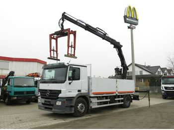 Dropside/ Flatbed truck Mercedes-Benz Actros 1841 L Pritsche Heckkran Hiab XS 122: picture 1