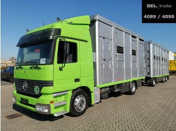 Livestock truck Mercedes-Benz Actros 18.430 / Hubdach / 3 Stock / mit Trailer: picture 1