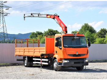 Dropside/ Flatbed truck, Crane truck Renault MIDLUM 220 DXI: picture 1