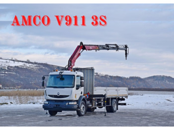 Dropside/ Flatbed truck, Crane truck Renault MIDLUM 220 DXI: picture 1