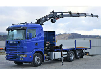 Dropside/ Flatbed truck, Crane truck Scania 164L  580 Pritsche 6,30m +Kran /FUNK Topzustand!: picture 1