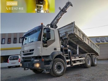 Tipper Iveco Trakker 450 6x4 Kipper + kraan HIAB euro5