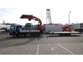 Truck Volvo FM 440 8X4 WITH PM 68 S CRANE IN COMBI WITH DINKEL FLATBED TRAILER