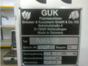 Folding machine GUK FA 36-4 SAF buckle plate folding machine for small folds: picture 3