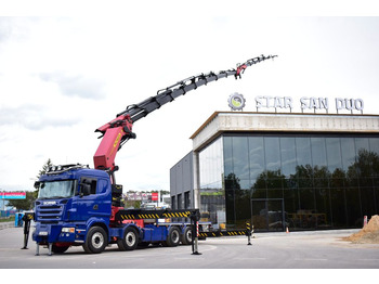Crane truck, Dropside/ Flatbed truck Scania R480 8x2 PALFINGER PK 150002 FLY JIB WINCH CRANE: picture 1