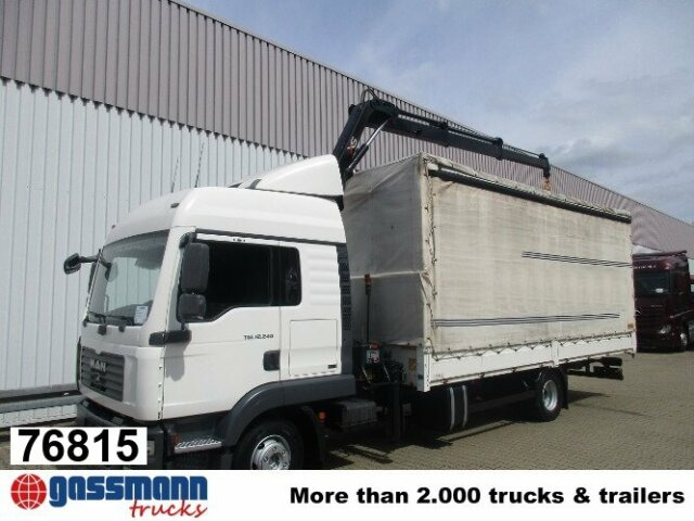 MAN TGL 12.240BL 4x2, mit Kran Hiab 088 mit Funk - Curtain side truck, Crane truck: picture 1 MAN TGL 12.240BL 4x2, mit Kran Hiab 088 mit Funk - Curtain side truck, Crane truck: picture 1