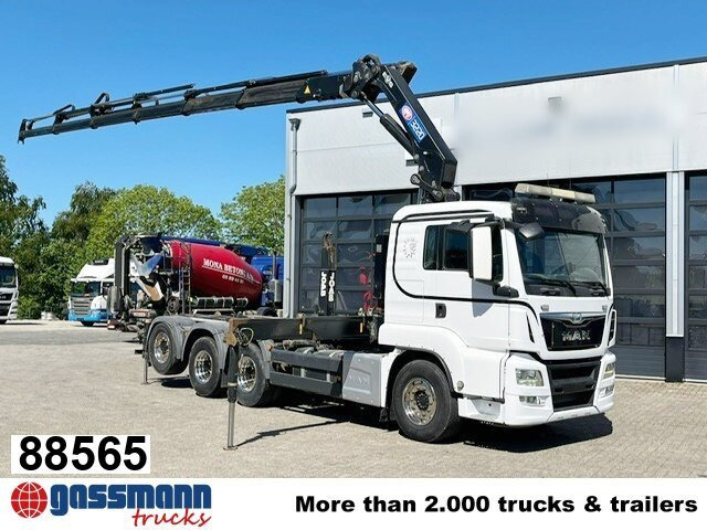 MAN TGS 35.500 8x4-4 BL, Lenk-/Liftachse, Kran HMF - Hook lift truck, Crane truck: picture 1 MAN TGS 35.500 8x4-4 BL, Lenk-/Liftachse, Kran HMF - Hook lift truck, Crane truck: picture 1
