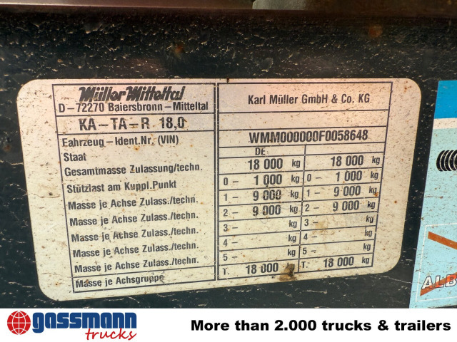 Müller-Mitteltal KA-TA-R 18.0, Alu-Bordwände, ca. 10m³ - Tipper trailer: picture 2 Müller-Mitteltal KA-TA-R 18.0, Alu-Bordwände, ca. 10m³ - Tipper trailer: picture 2