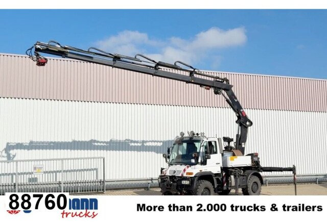 Unimog U400 4x4, Frontzapfwelle, Heckkran Hiab XS - Dropside/ Flatbed truck, Crane truck: picture 1 Unimog U400 4x4, Frontzapfwelle, Heckkran Hiab XS - Dropside/ Flatbed truck, Crane truck: picture 1