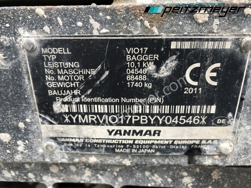 Mini excavator YANMAR MINIBAGGER Vio 17 verstellbares Fahrwerk Schnellwechsler mit 60 er und 100 Löffel: picture 14 Mini excavator YANMAR MINIBAGGER Vio 17 verstellbares Fahrwerk Schnellwechsler mit 60 er und 100 Löffel: picture 14