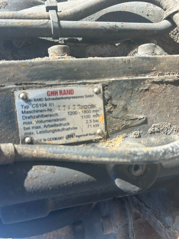 Ingersoll Rand GHH Rand CS 104 R 1 1200 M3 2,.5 BAR 71 KW Cooler - Air compressor: picture 5 Ingersoll Rand GHH Rand CS 104 R 1 1200 M3 2,.5 BAR 71 KW Cooler - Air compressor: picture 5