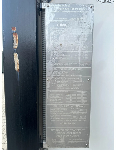 Tank container CIMC 20FT ISO /  25.030L - 1 comp. / L4BN / UN Portable / T11 /  test: 10 -2026: picture 12