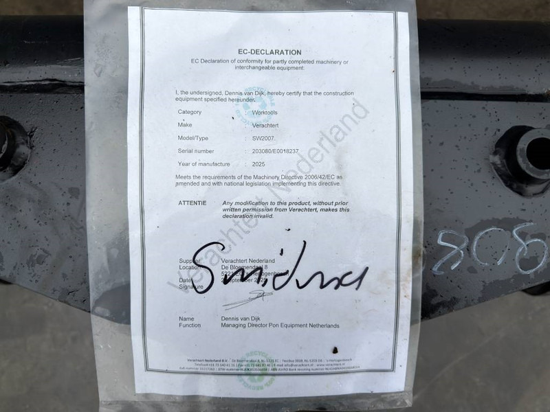 New Quick coupler for Construction machinery Verachtert NEW SW2007 - 950G / 950H / 950GC: picture 16