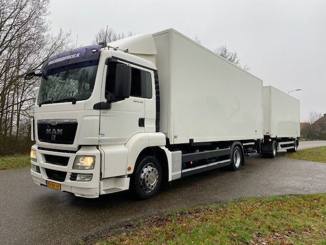 MAN TGS 18.320 TGS 18.320 BAKWAGEN MET LAADKLEP COMPLEET MET 2-ASSIGE AANHANGWAGEN - Box truck: picture 2 MAN TGS 18.320 TGS 18.320 BAKWAGEN MET LAADKLEP COMPLEET MET 2-ASSIGE AANHANGWAGEN - Box truck: picture 2