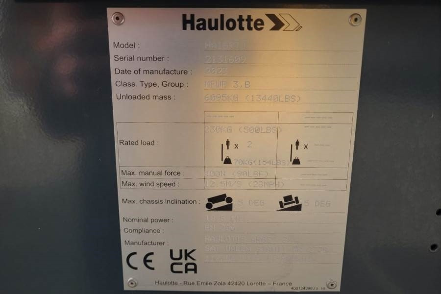 Haulotte HA16RTJ Valid Inspection, *Guarantee! Diesel, 4x4 - Articulated boom lift: picture 3 Haulotte HA16RTJ Valid Inspection, *Guarantee! Diesel, 4x4 - Articulated boom lift: picture 3