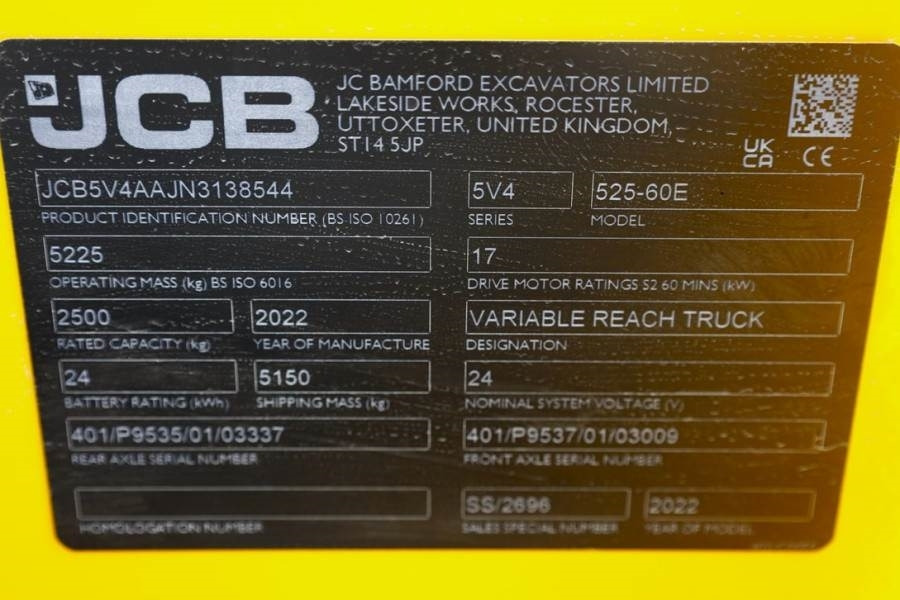 Telescopic handler JCB 525-60E Guarantee! Fully Electric, 2500kg Capacity: picture 6